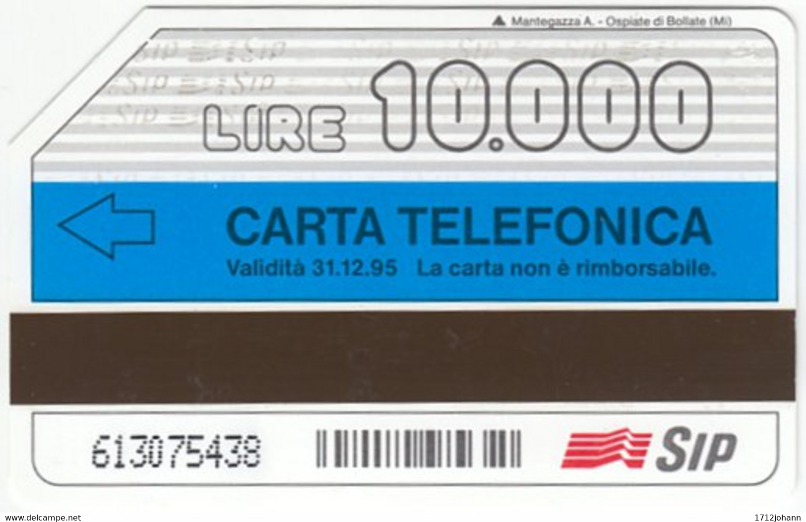 ITALY E-845 Magnetic SIP - Communication, Mobile Phone Exp. 31.12.95 - Used - Public Practical Advertising