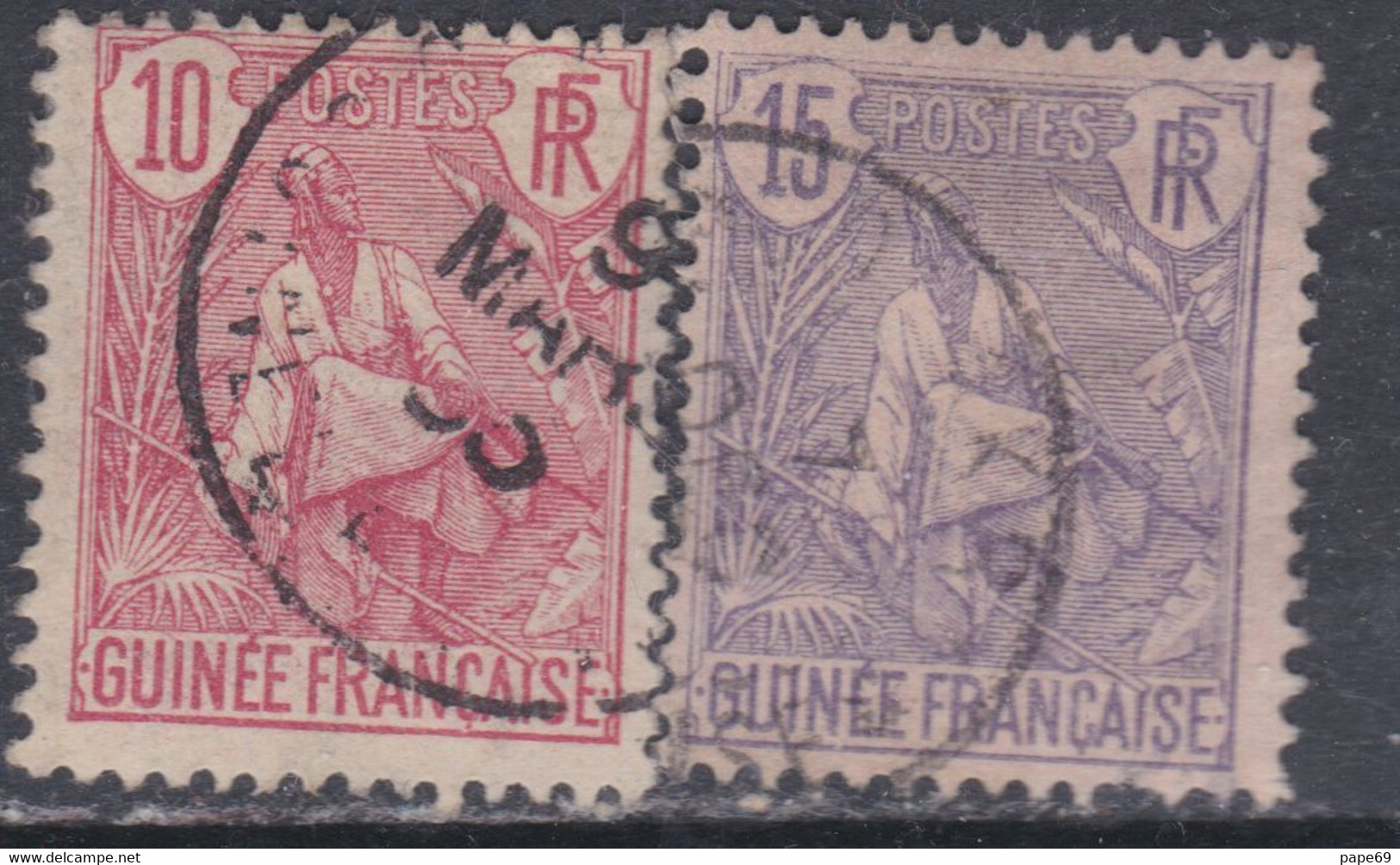 Guinée Française N° 22 / 23 O , Type Berger Pulas, Les 2 Valeurs  Oblitérations Moyennes Sinon TB - Unused Stamps