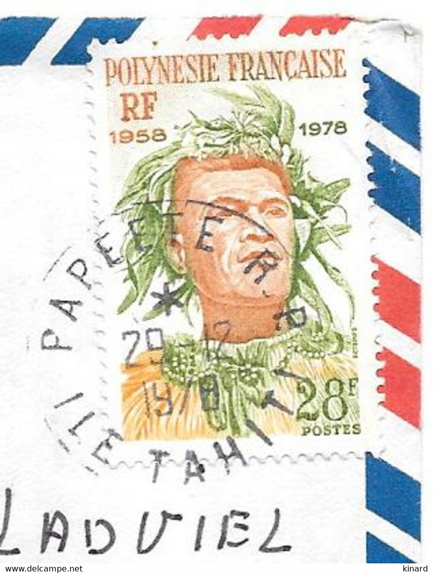 LETTRE DE PAPEETE TAHITI   1978.. PAR AVION. POUR DURAS EN FRANCE. - Tahiti