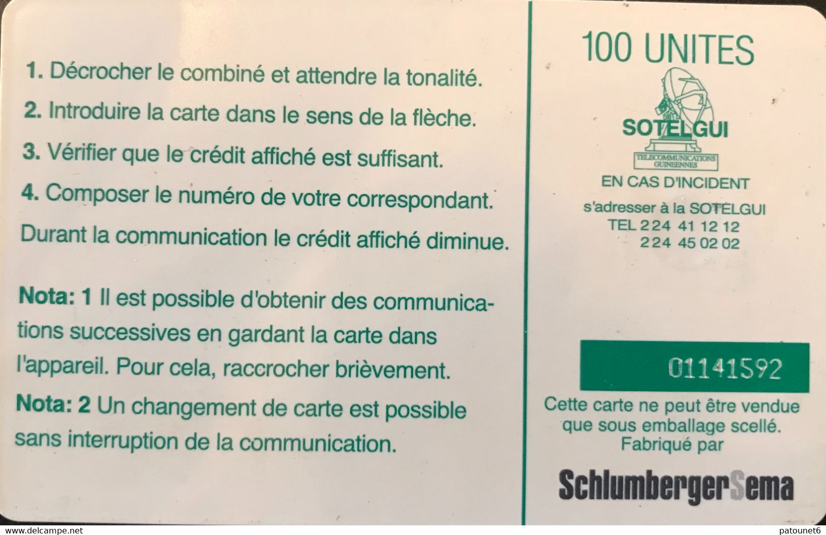 GUINEE  -  SOTELGUI  - Léfas Et Raniers  -  100 Unités - Guinée