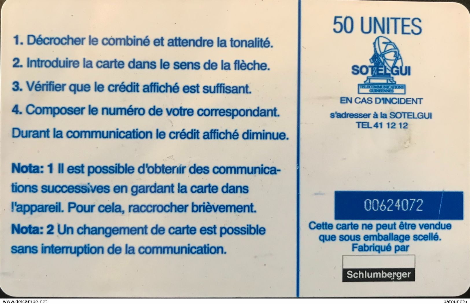 GUINEE  -  SOTELGUI  - Pont En Liane  -  50 Unités - Guinée