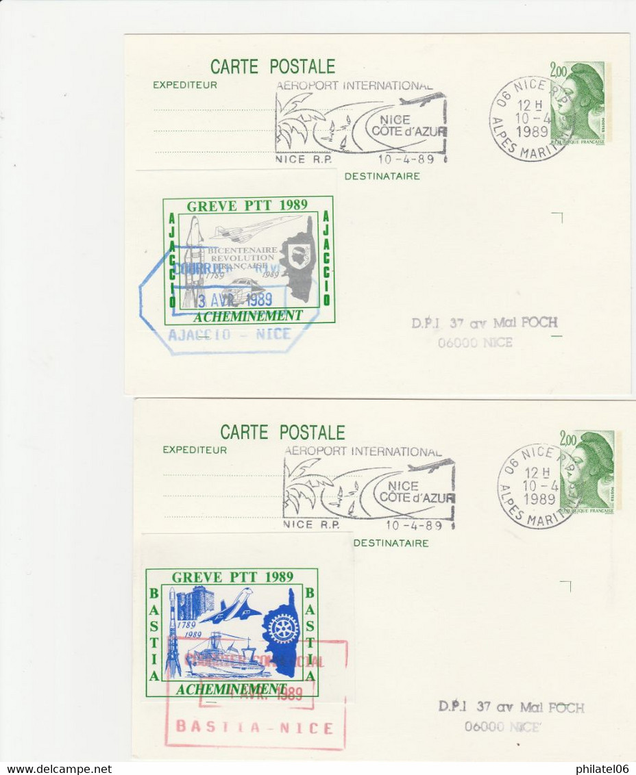 FRANCE  1989 GREVE DE CORSE  2 CARTES  BASTIA - Other & Unclassified