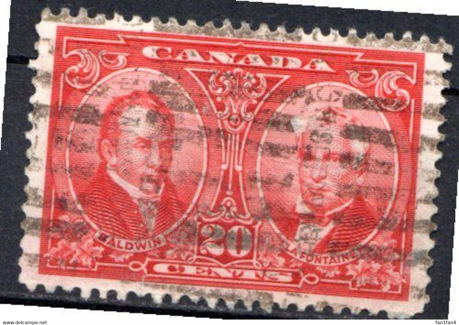 CANADA - (Dominion - Colonie Britannique) - 1927 - N° 128 - 20 C. Carmin - (R. Baldwin Et L.H. Lafontaine) - Other & Unclassified