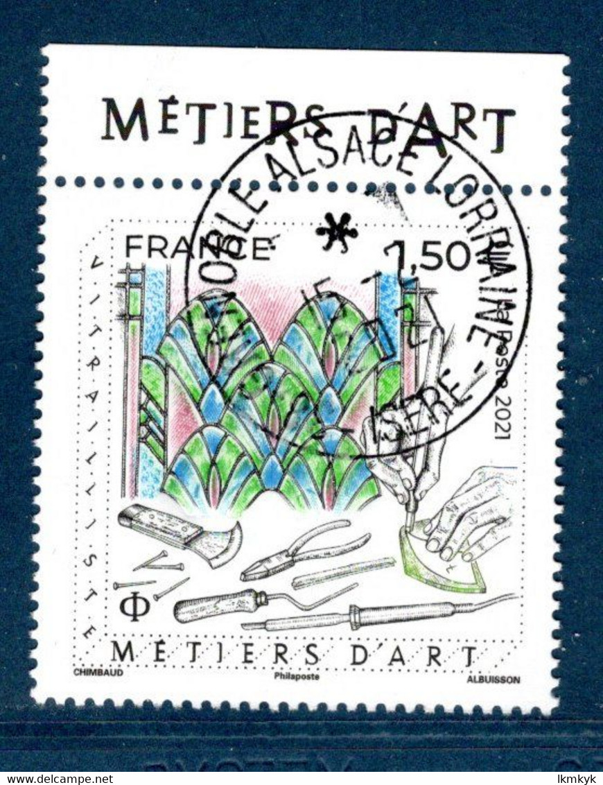 France 2021.Issu De La Mini Planche Métiers D'art Vitrailliste.Cachet Rond Gomme D'origine. - Gebraucht