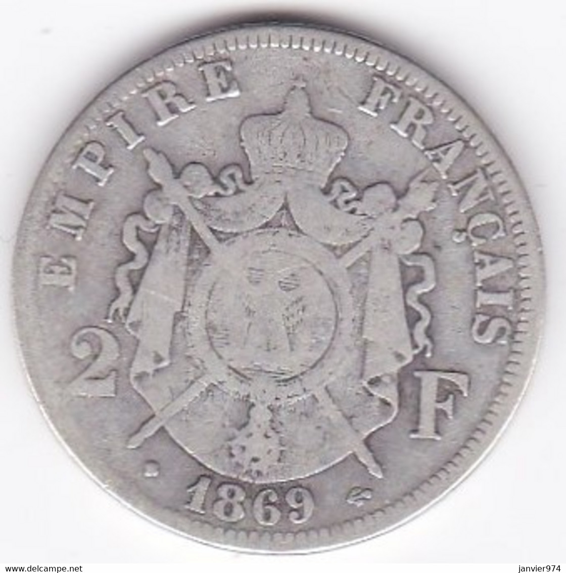 2 Francs 1869 BB Strasbourg, Napoléon III, En Argent - 2 Francs