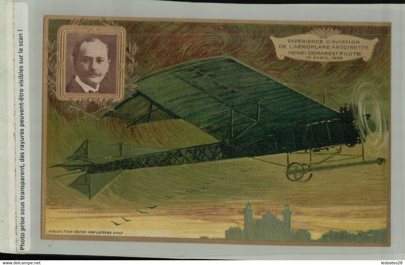 Expérience D'Aviation Aéroplane Antoinette - Henri DEMANEST Pilote Avril 1909 Collection LEFEVRE UTILE (DEC 2020 205) - ....-1914: Voorlopers