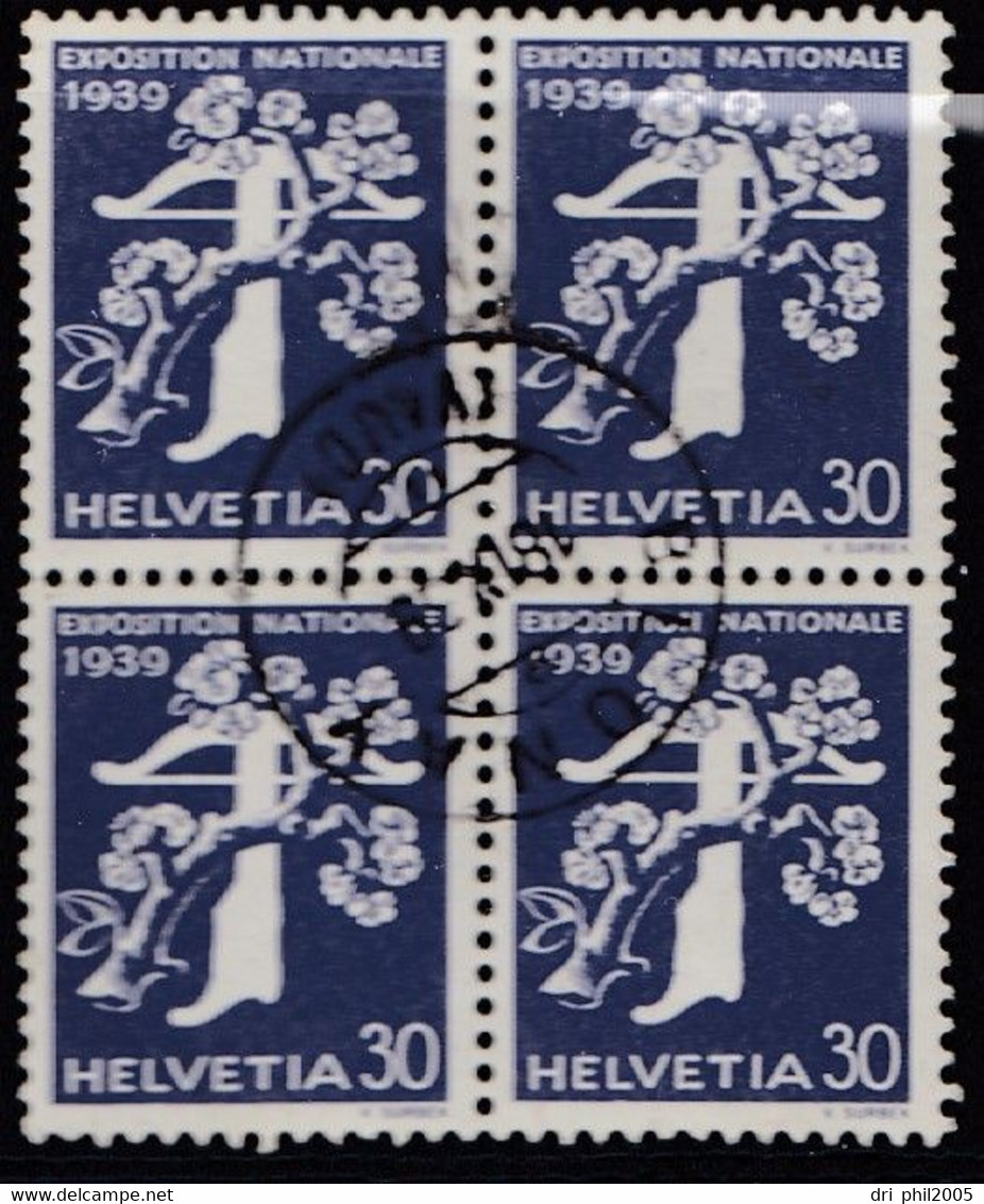 Suisse, 8 blocs de 4 oblit., Helvetia, fils de Tell, Expo nationale, Tell, n° 111z/113z/169/183/231/235/236z/244,1933-41