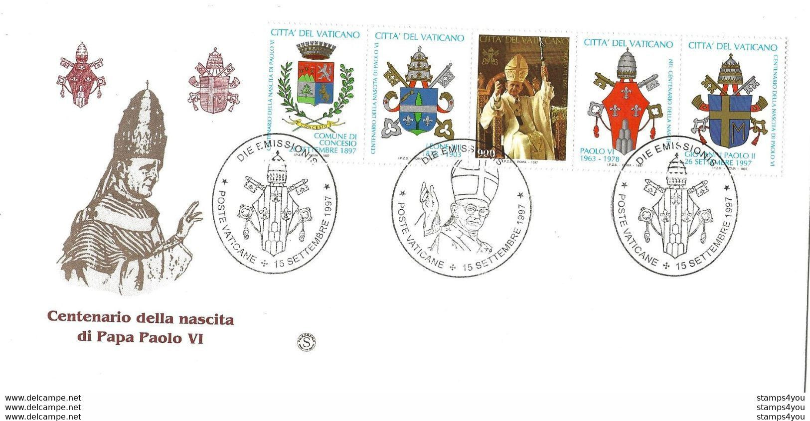 G 42 - Enveloppe Du Vatican - Série "Centaniare De La Naissance Du Pape Paul VI - Briefe U. Dokumente