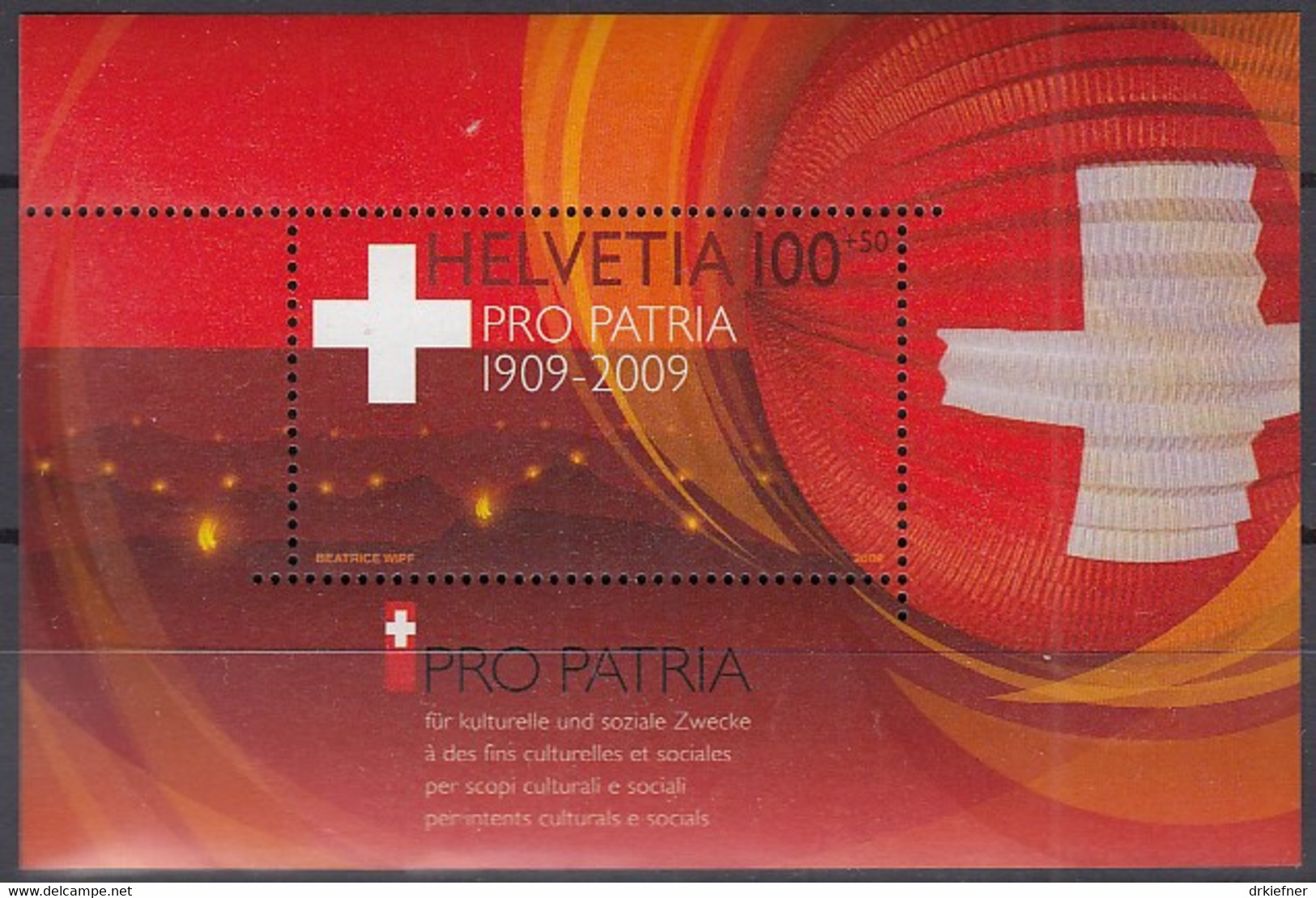 SCHWEIZ Block 44, Postfrisch **, 100 Jahre Pro Patria 2009 - Blocks & Kleinbögen