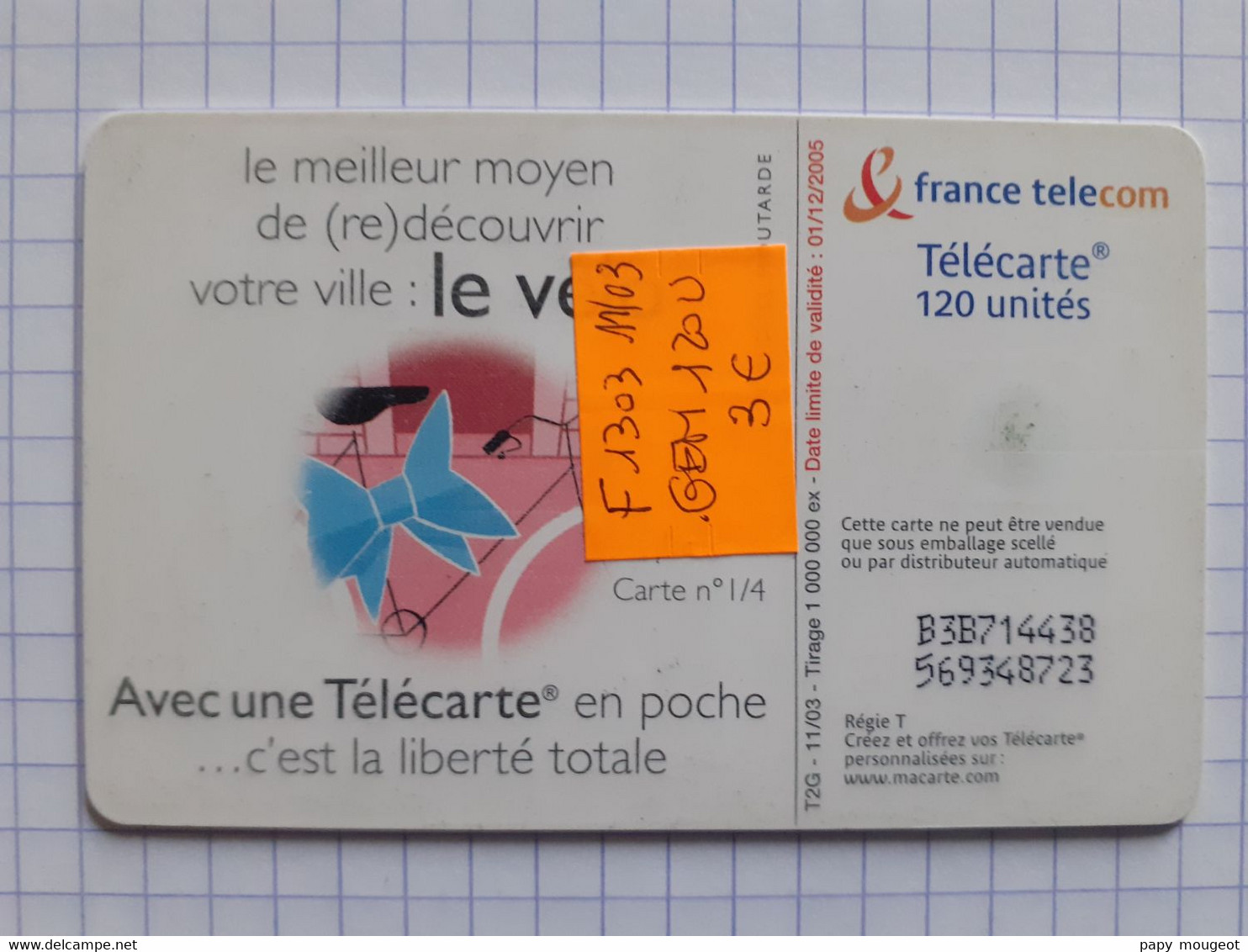 F1303 120U GEM 11/03 Le Vélo Carte N°1/4 - Cote 15/5€ - 2003