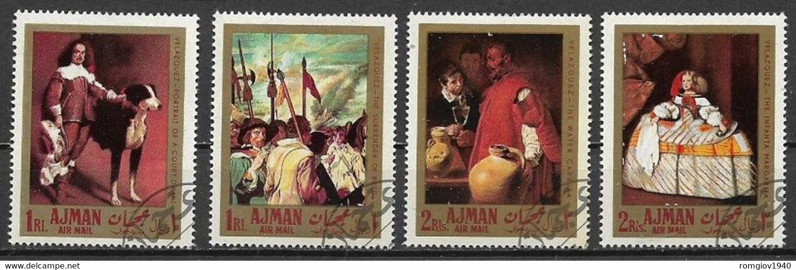 AJMAN 1968   POSTA AEREA QUADRI DI VELASQUEZ YVERT. 25 USATA VF - Ajman