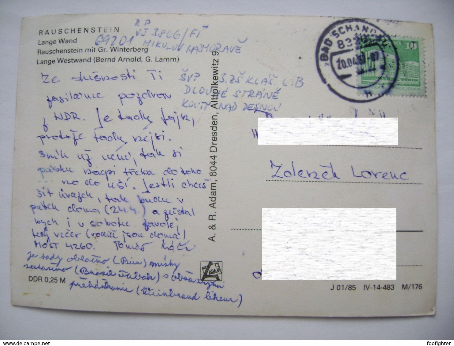 SCHMILKA Sächsische Schweiz - Rauschenstein - Sportkletterer - 1987 Sent - Schmilka