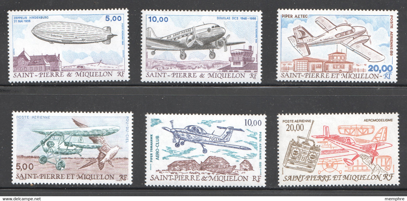 SPM  1988-1993  Zeppelin Et Divers Avions PA 66- 71 Tous ** - Ungebraucht