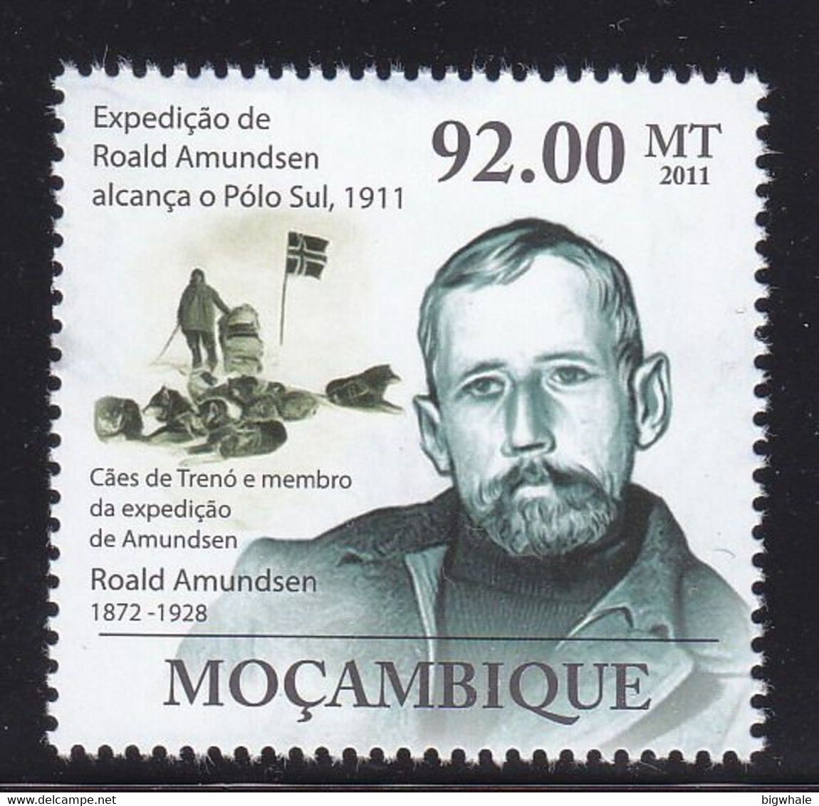 Mozambique 2011 Roald Amundsen Dog Chien MNH 1V ** - Mozambique