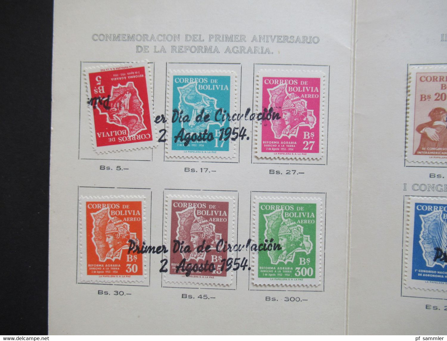 Bolivien FDC Primer Dia De Circulacion 2 Agosto 1954 Reforma Agraria / Congreso Indigenista Interamericano Sonderkarte - Bolivia