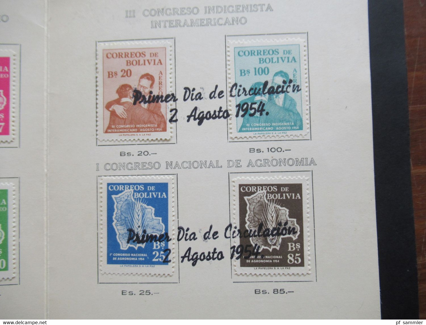 Bolivien FDC Primer Dia De Circulacion 2 Agosto 1954 Reforma Agraria / Congreso Indigenista Interamericano Sonderkarte - Bolivië