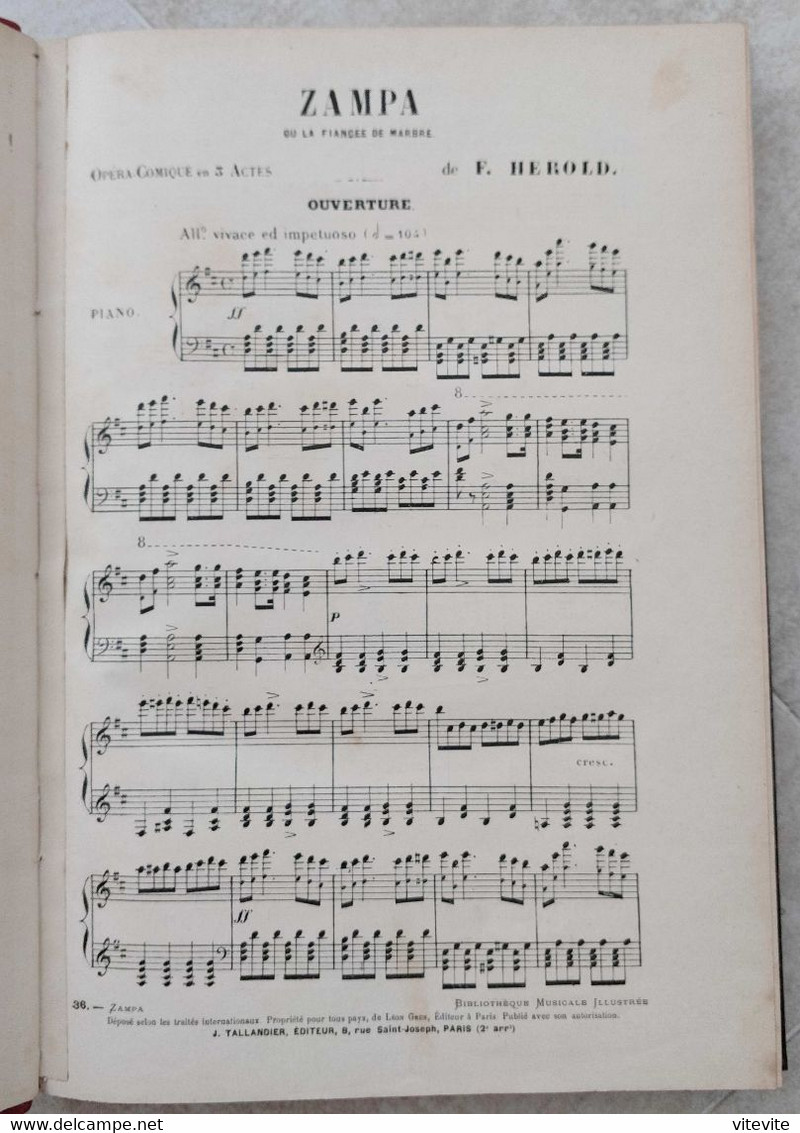 Hérold Zampa Partition Ancienne Reliée Chant Piano - Opern