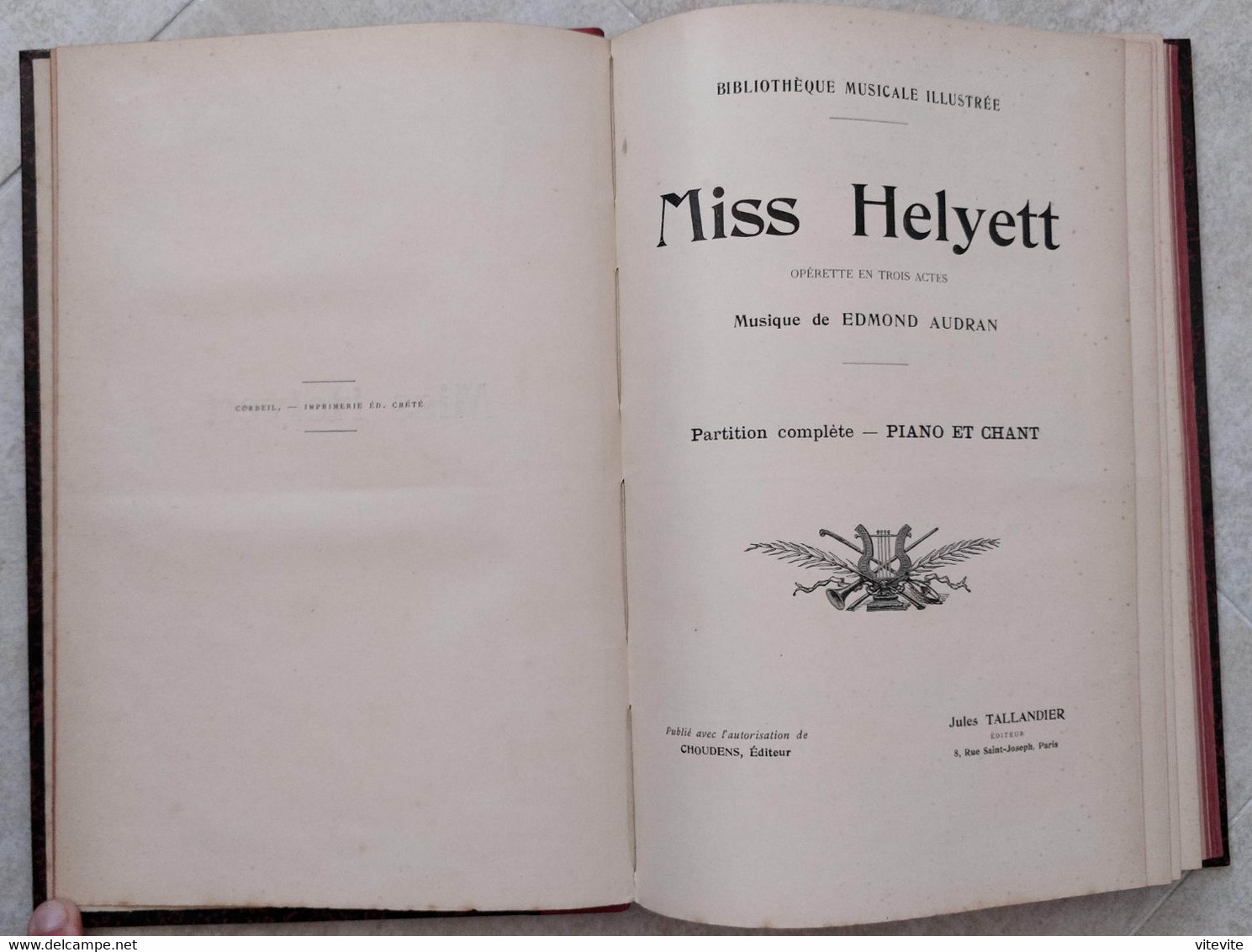 Audran Miss Helyett Partition Ancienne Reliée Chant Piano - Opera