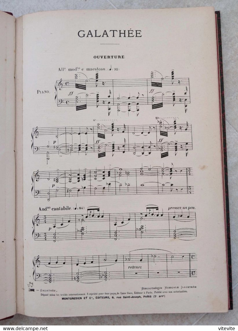 Massé Galathée Partition Ancienne Reliée Chant Piano - Opera