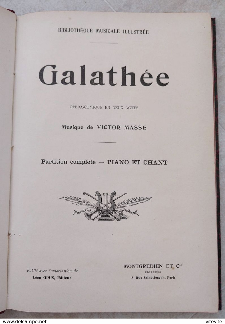 Massé Galathée Partition Ancienne Reliée Chant Piano - Operaboeken