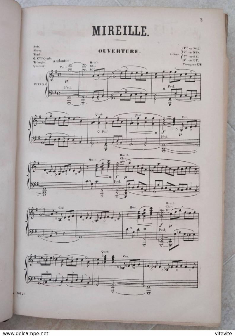 Gounod Mireille Partition Ancienne Reliée Chant Piano - Opern