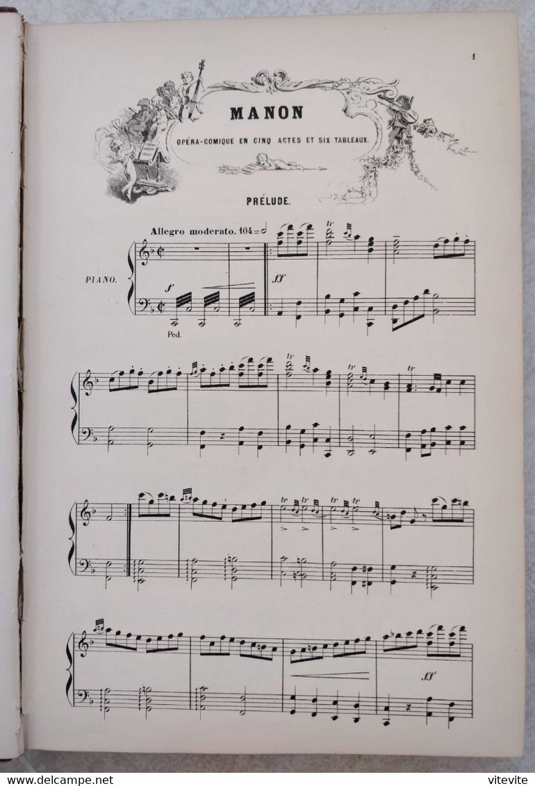 Massenet Manon Partition Ancienne Reliée Chant Piano - Opera