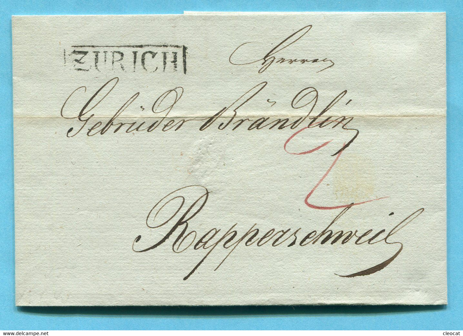 Faltbrief Von Zürich Nach Rapperschweil 1823 - ...-1845 Préphilatélie