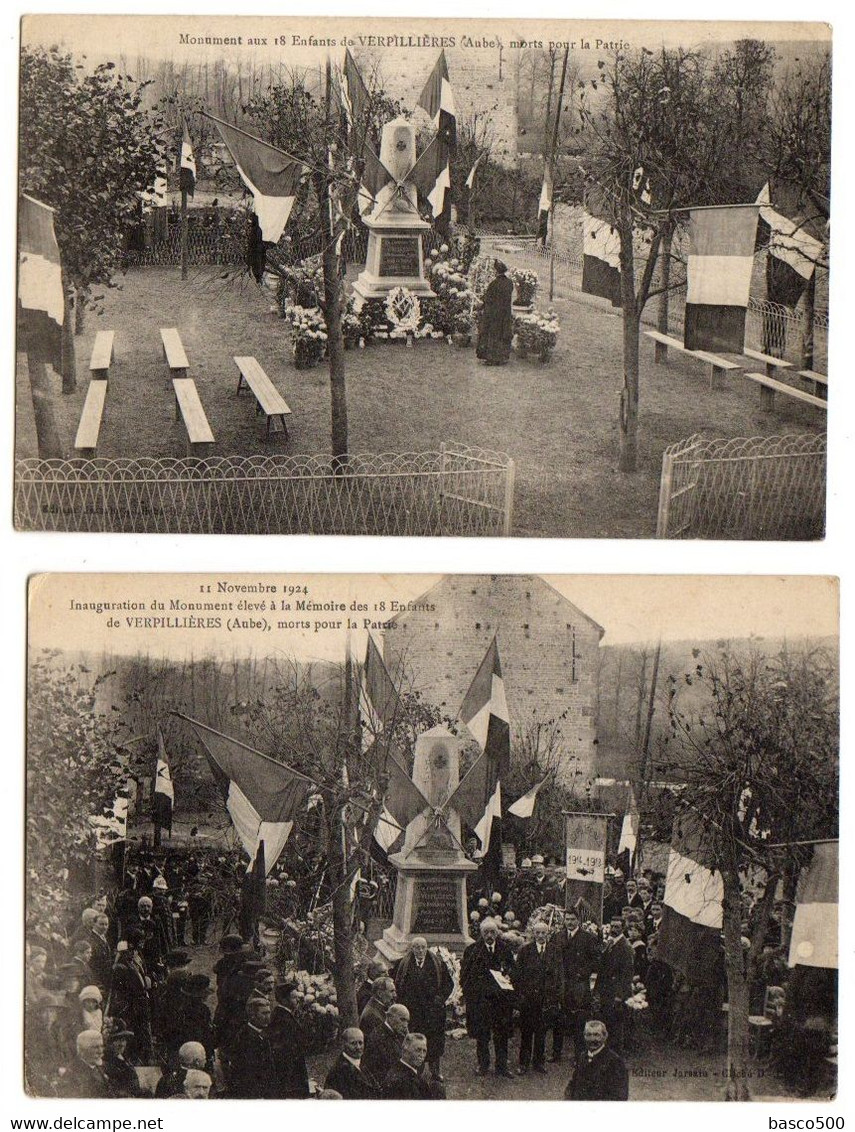 1924 VERPILLIERES - 2 Cartes Sur INAUGURATION MONUMENT Aux MORTS - Sonstige & Ohne Zuordnung