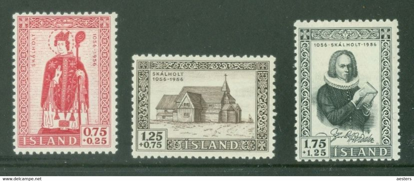 Iceland 1956; Skálholt Kirke, Michel 300-302.* (MLH) - Ungebraucht