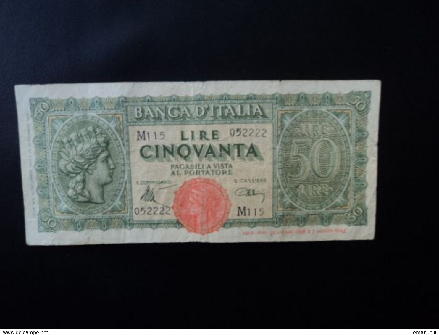 ITALIE * : 50 LIRE   10.12.1944   CI 11 BS 131A ** / P 74       TTB *** - 50 Liras