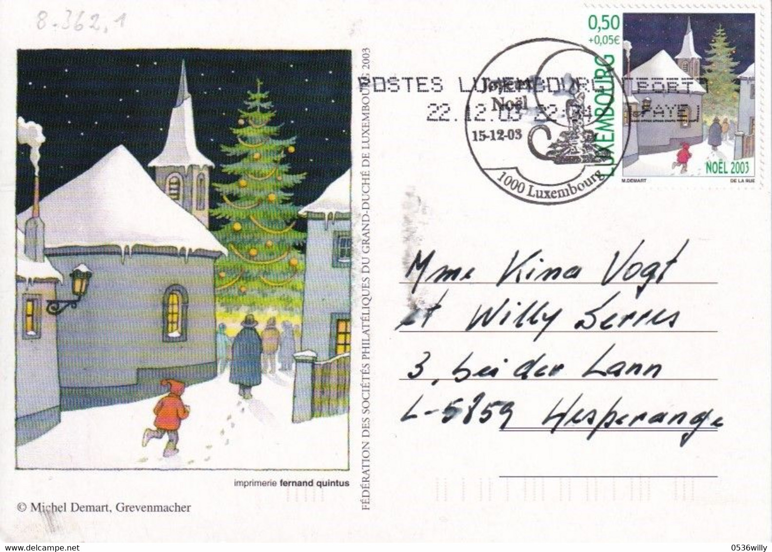 Luxembourg 2003 - Joyeux Noel (8.362.1) - Covers & Documents