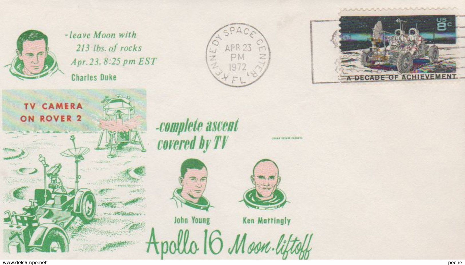 N°1315 N -lettre (cover) -Apollo 16 -moon Liftoff - Stati Uniti