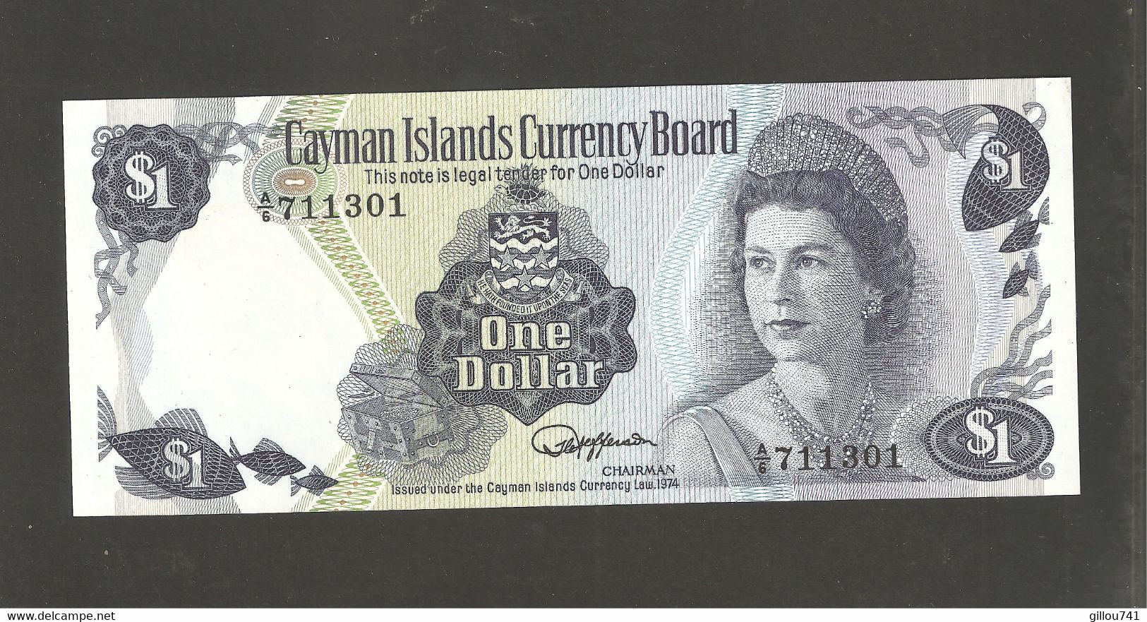 Iles Cayman, 1 Dollar, 1974 Currency Law Issue - Islas Caimán