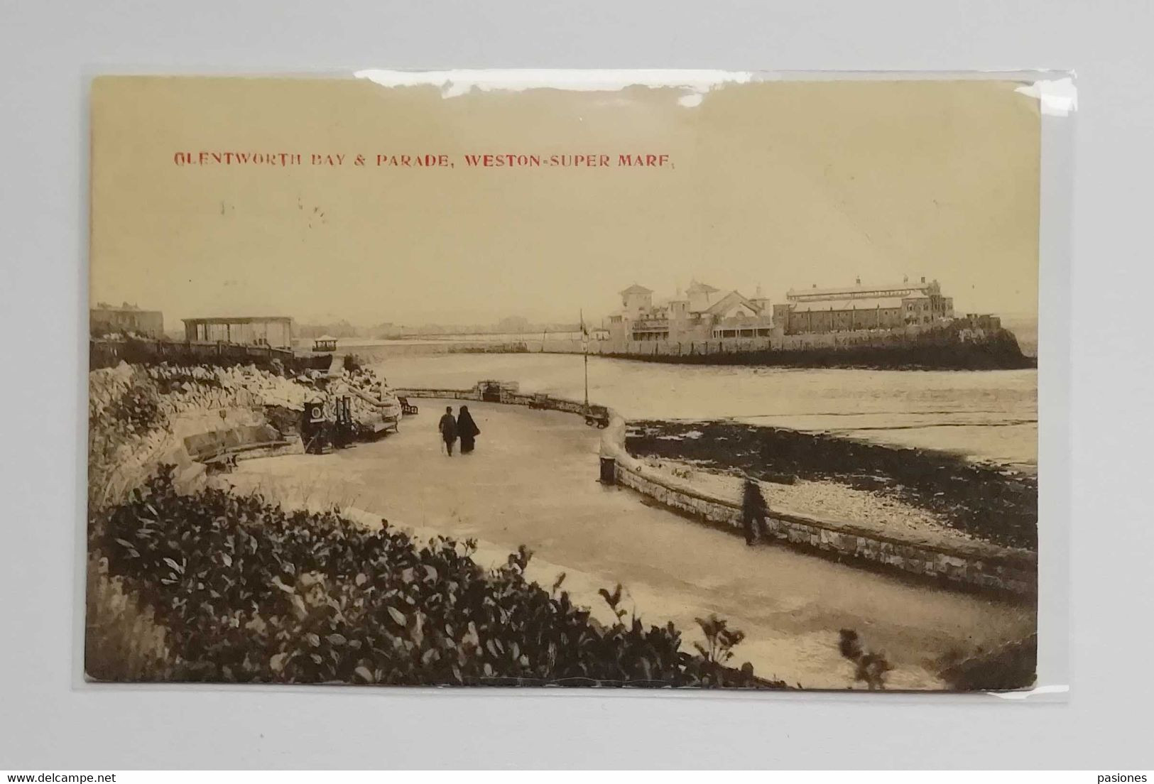 Cartolina Illustrata Weston Super Mare - Glentworth Bay & Parade, Viaggiata 1905 - Weston-Super-Mare