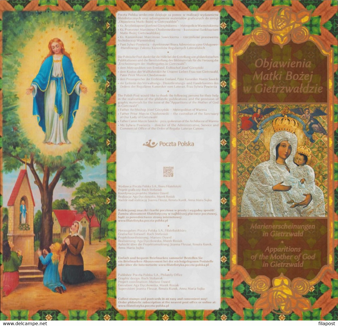 POLAND 2019 Souvenir Booklet - Apparitions Of The Mother Of God In Gietrzwald, Marian Sanctuary, Chapel, Stamp MNH** FV - Libretti