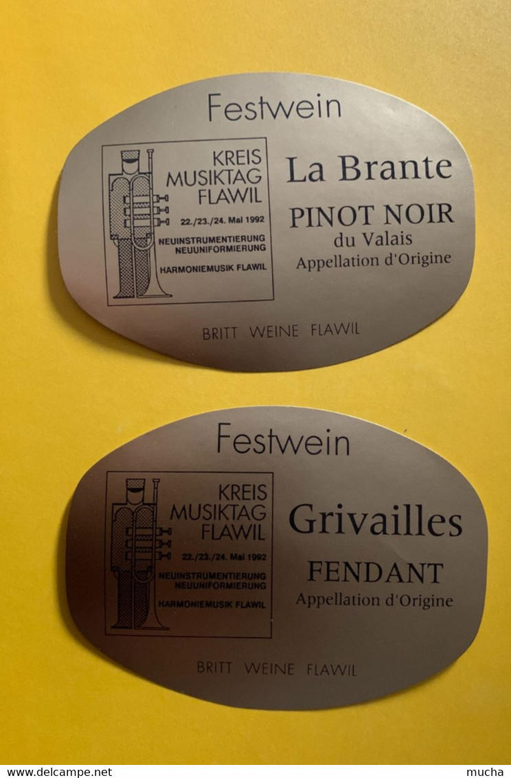 18414 - Pinot Noir & Fendant Pour Kreis Musiktag Flawil 1992 2 étiquettes - Musique