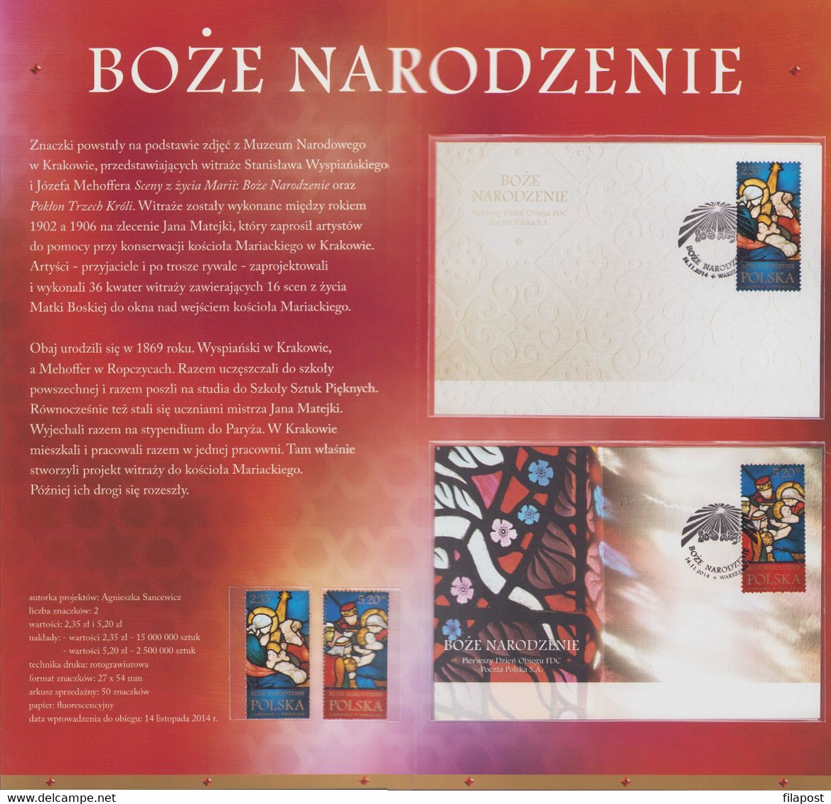 POLAND 2014 Mi 4744-45 Souvenir Booklet Christmas Holiday, Nativity Scene, Birth Of Jesus / 2 FDC + 2 Stamps **MNH / FV - Postzegelboekjes
