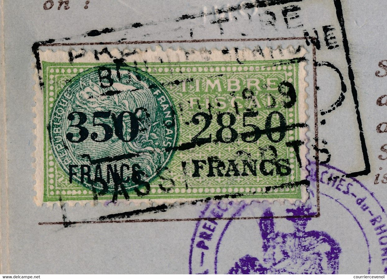 FRANCE - Timbre Fiscal Type Daussy 350F/2850F - Préfecture Des B Du R 1959 - Autres & Non Classés