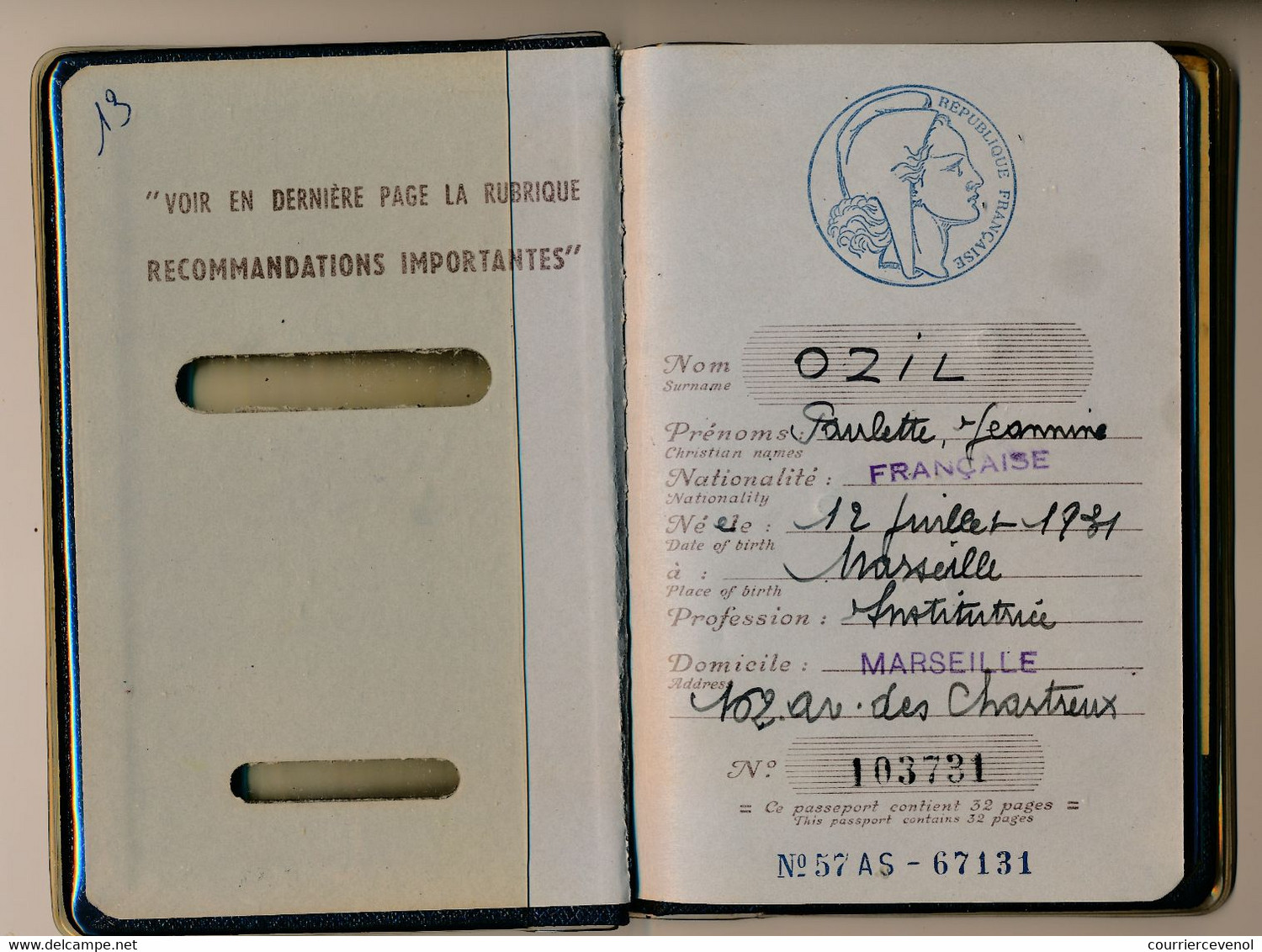 FRANCE - Timbre Fiscal Type Daussy 350F/2850F - Préfecture Des B Du R 1959 - Autres & Non Classés