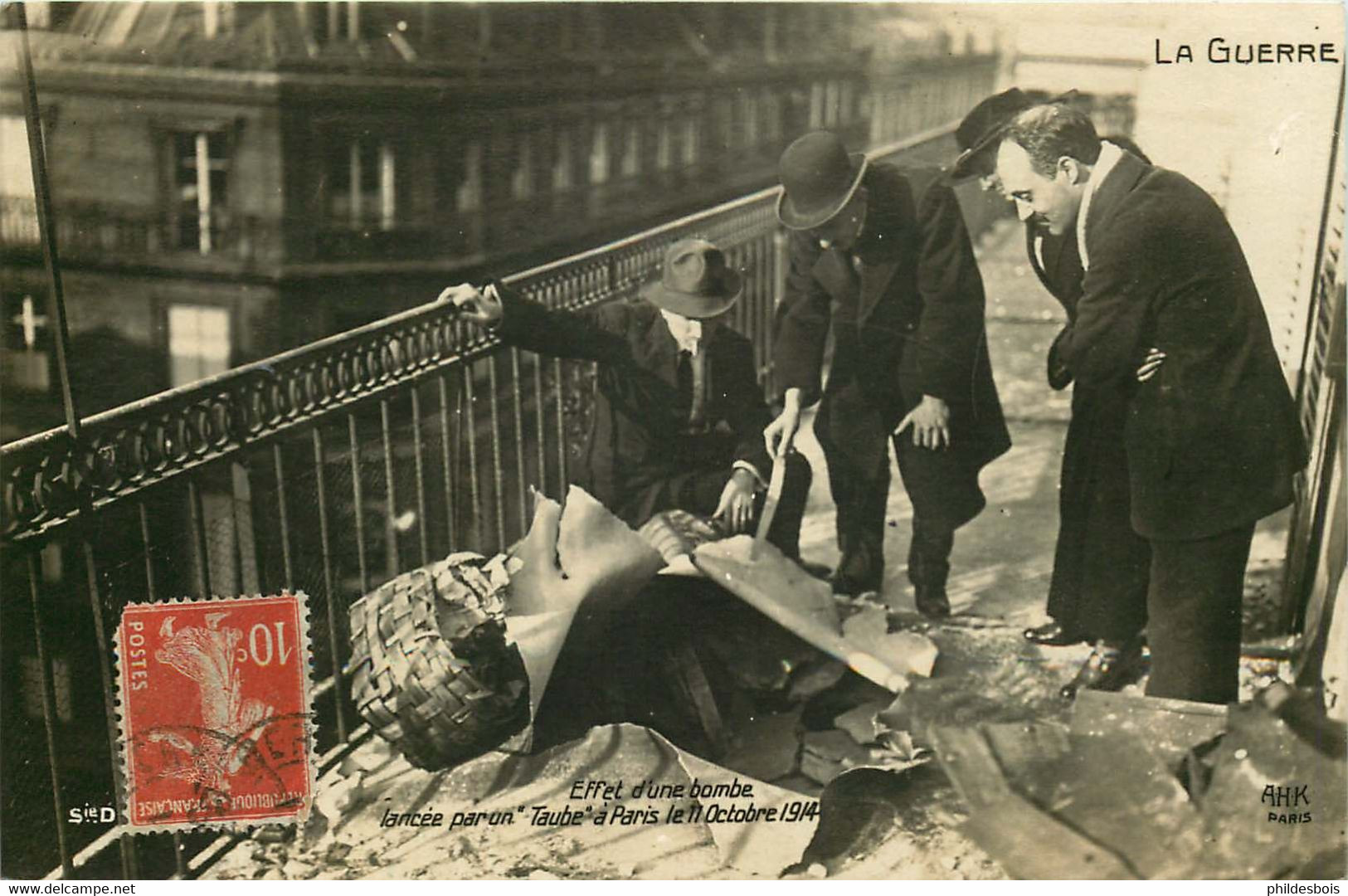 MILITARIA   LA GUERRE Effet D'une Bombe Lançée Par Un "Taube " A Paris  1914 - Material