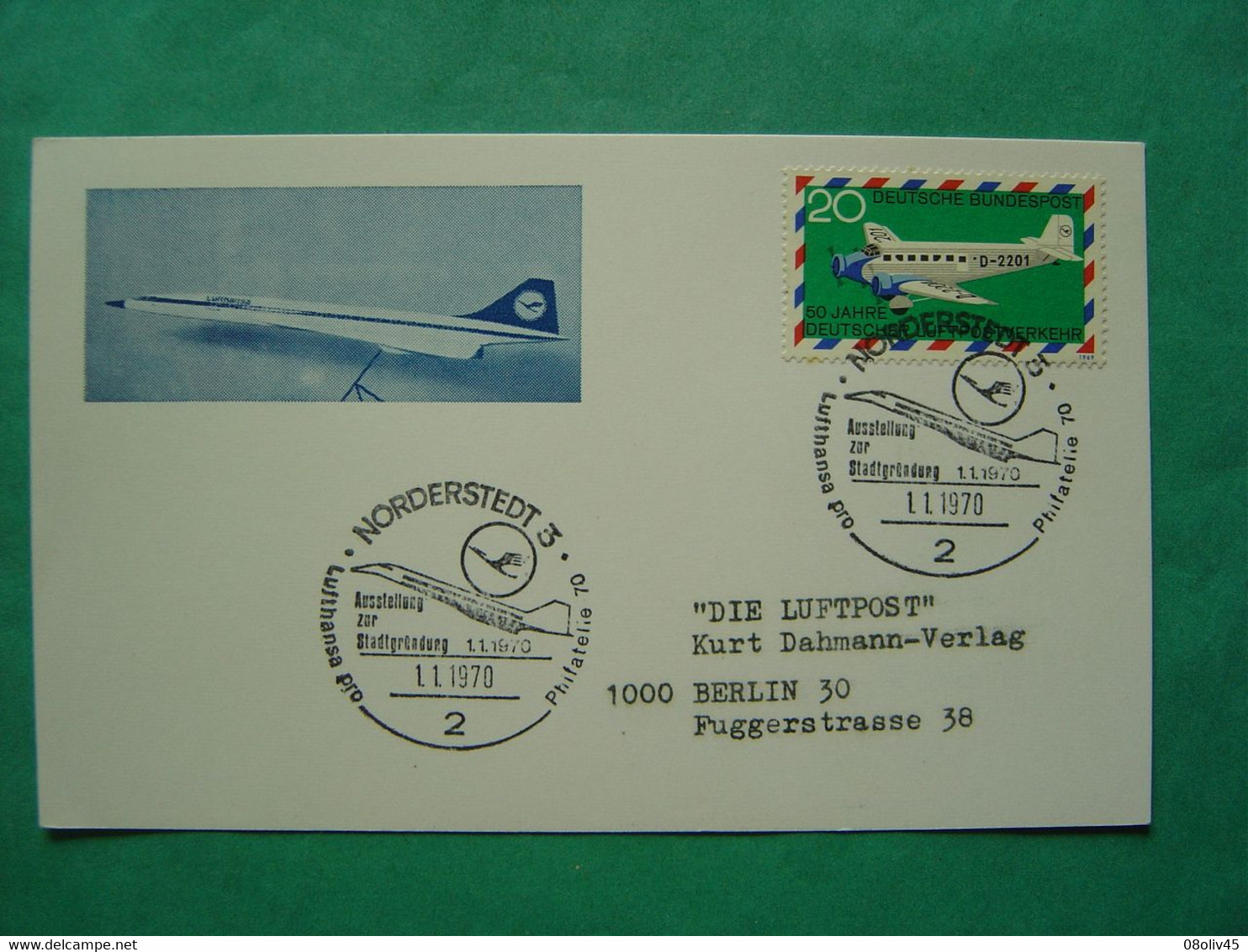 Concorde -- NORDERSTEDT -- Oblitération Du 1er Janvier 1970 -- Lufthansa Pro - Philatelie 70 - Flamme Concorde - Maschinenstempel (EMA)