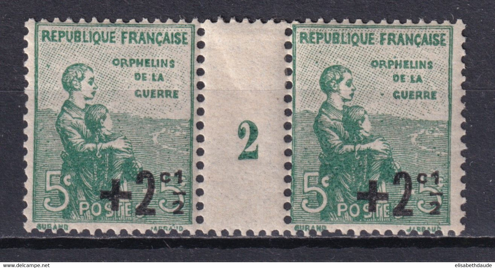 ORPHELINS YVERT N°163 MILLESIME 1922 ** MNH (CHARNIERE SUR LE PONT) - Millésimes