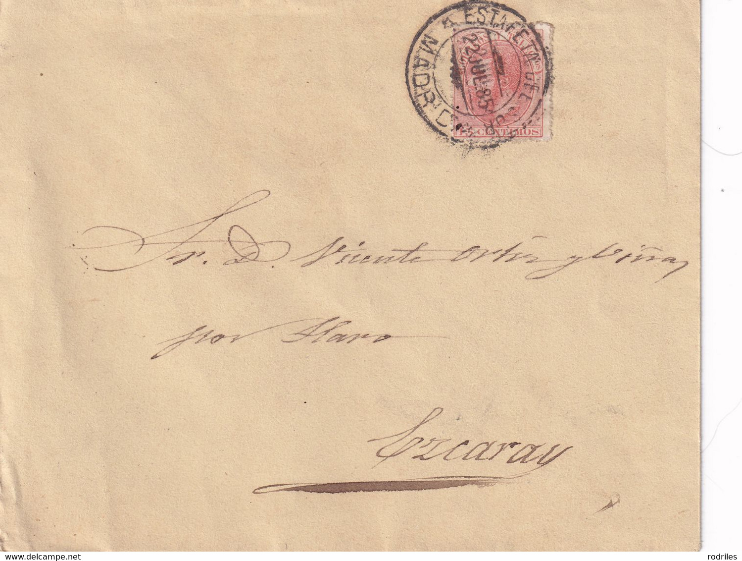 España. Carta Circulada Con Sello De Alfonso XII Y Dirigida A Ezcaray - Brieven En Documenten