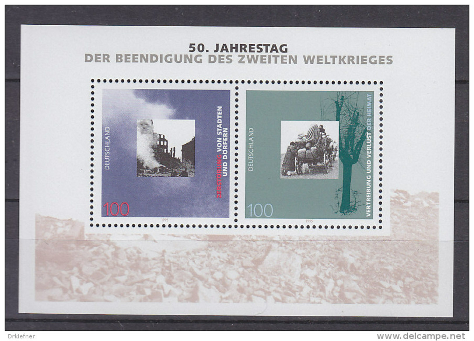 BRD Block 31, Postfrisch **, 50. Jahrestag Der Beendigung Des Zweiten Weltkrieges, 1995 - Autres & Non Classés