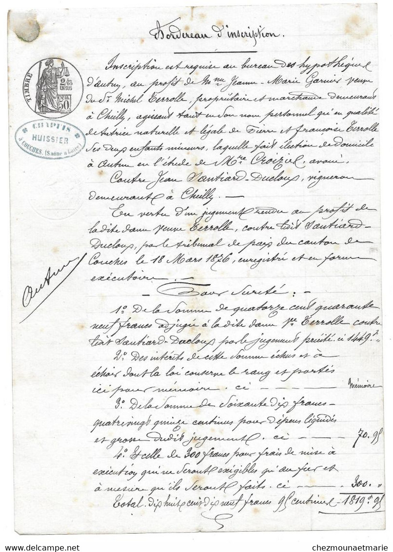 1876 AUTUN - JEANNE GARNIER VVE TERROLLE CONTRE SANTIARD DUCLOUX - DOCUMENT - Documents Historiques