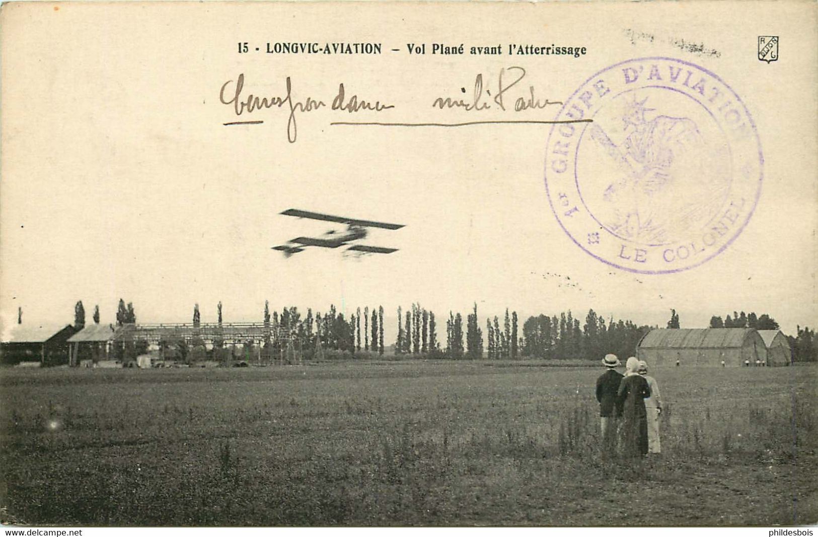 LONGVIC AVIATION  Vol Plané Avant Attérissage (cachet Groupe Aviation) - 1914-1918: 1ère Guerre