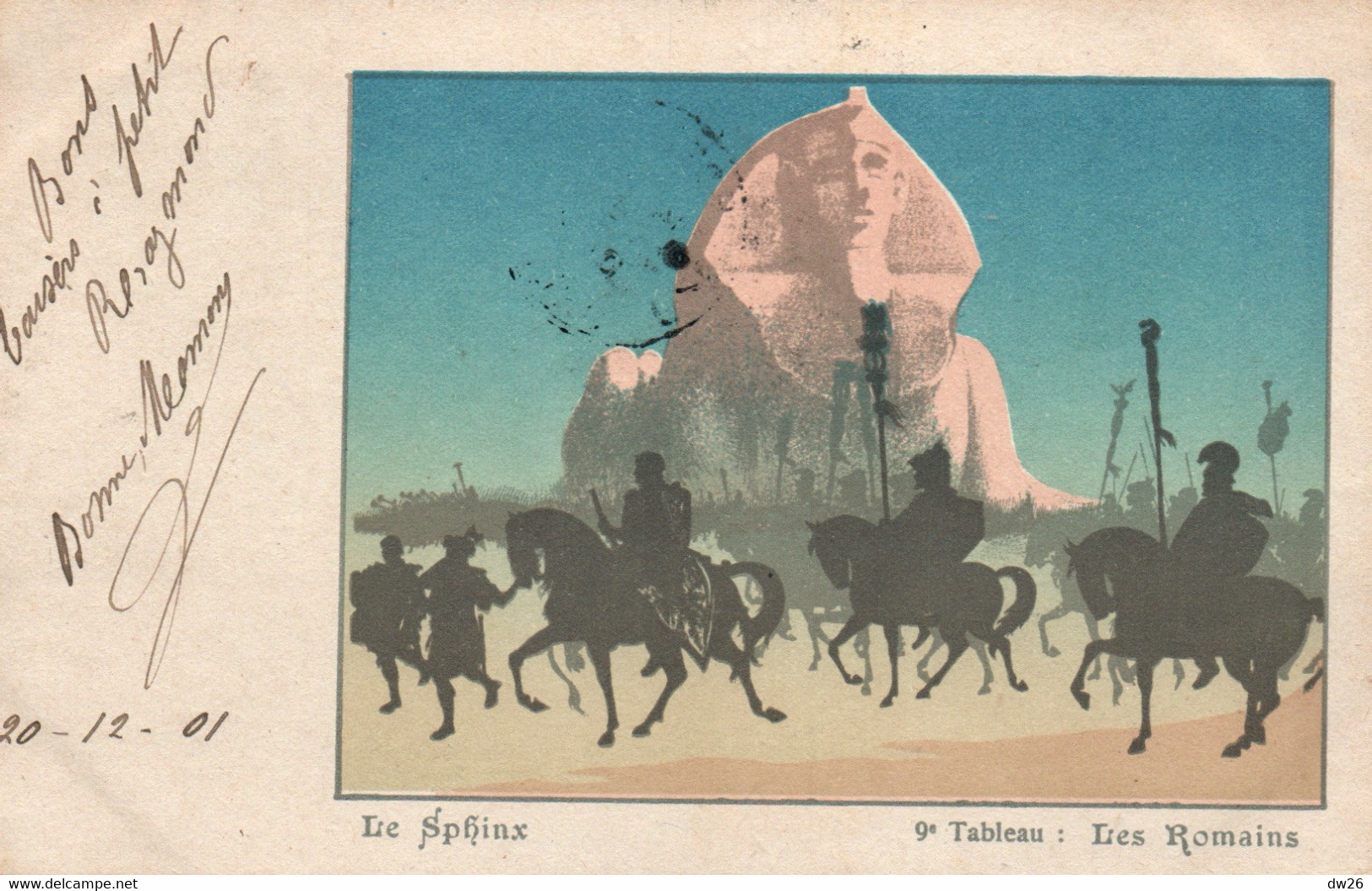 Série Le Sphinx Dans L'Histoire - Illustration Non Signée, 9ème Tableau: Les Romains - Carte Dos Simple De 1901 - Sphinx