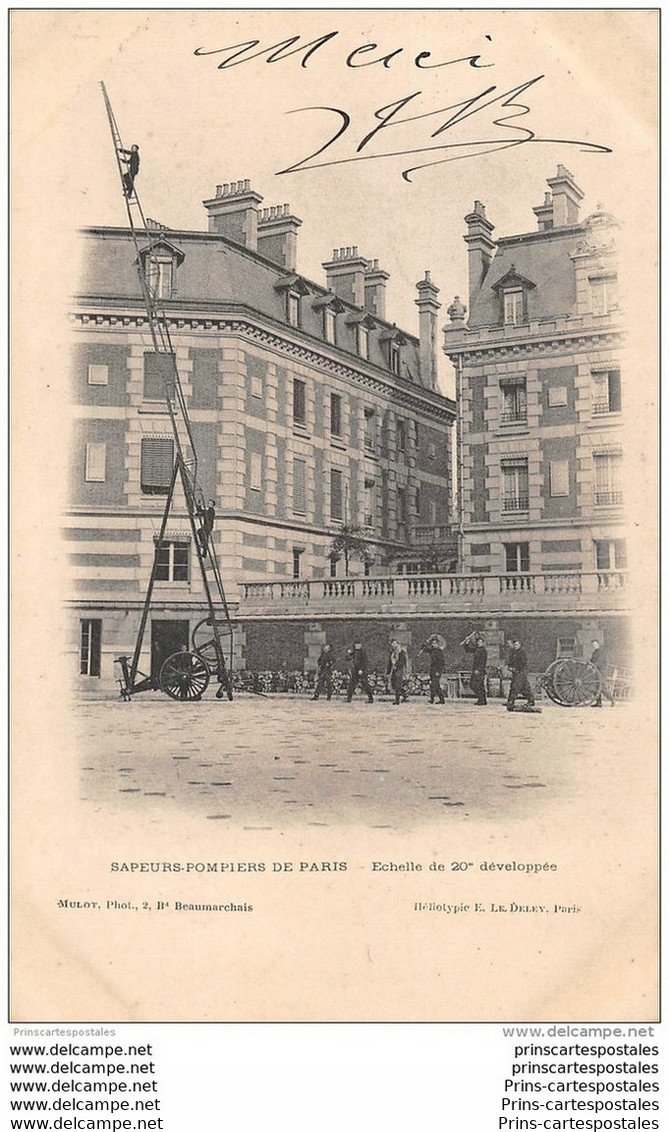 CPA 75 Sapeurs Pompiers De Paris Echelle De 20m Développée - Brandweer