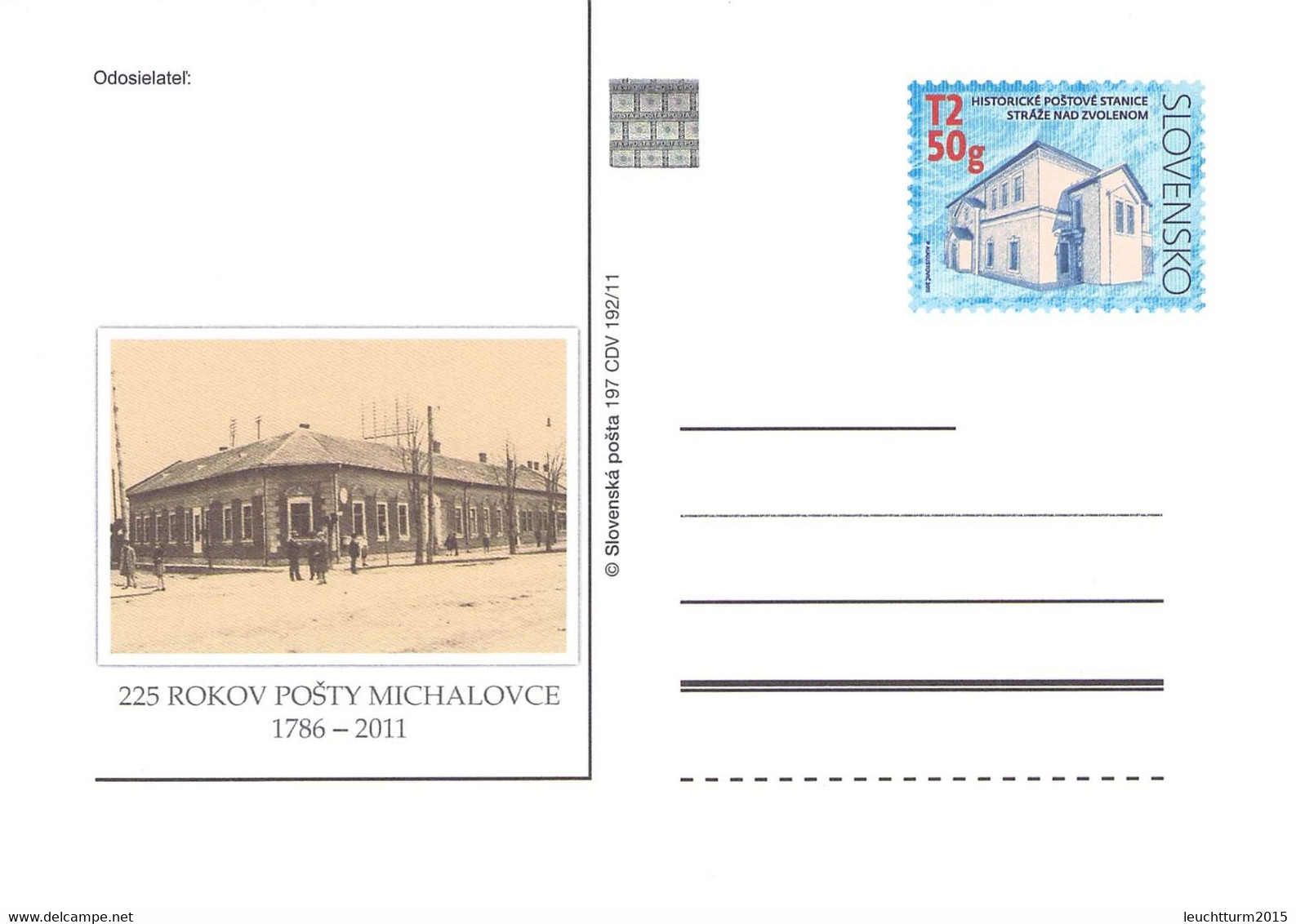 SLOWAKIA - POSTCARDS 2011 MICHALOVCE 197 CDV 192/11 Unc /Q326 - Cartes Postales