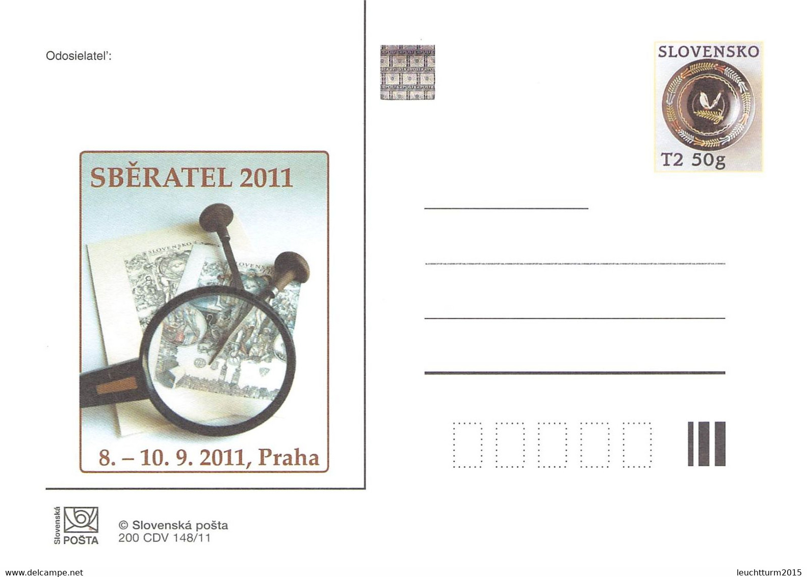 SLOWAKIA - POSTCARDS 2011 SBERATEL 200 CDV 148/11 Unc /Q329 - Postkaarten